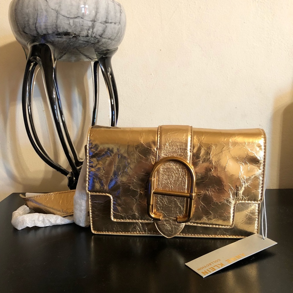 Beautiful Gold Leather Anne Klein Bag